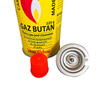 Válvula de fogão a gás portátil e válvula de cartucho de gás butano e tampas vermelhas com válvula de spray de gás GLP
